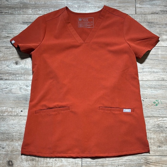 Figs Burnt Orange Scrub Top - Picture 1 of 5